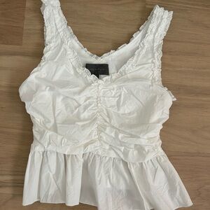 Sunday in Brooklyn White Ruffled Tank Top from Anthro, M, EUC